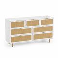 Kommode aus MDF und Rattan mit 8 Schubladen in Wei?