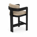 Barhocker mit Armlehnen Beige Polsterung Schwarze Ho