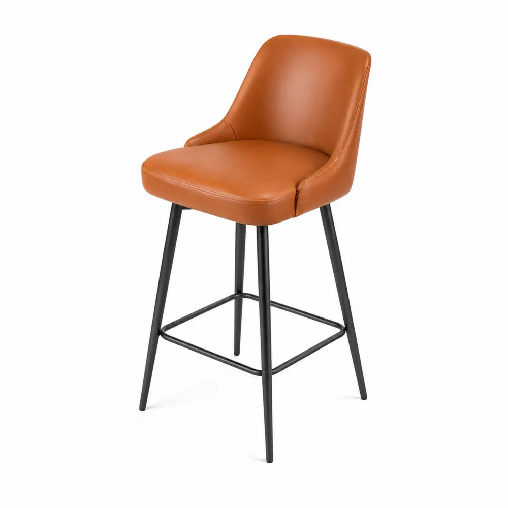 Barhocker PU-Leder Braun und Metall 4