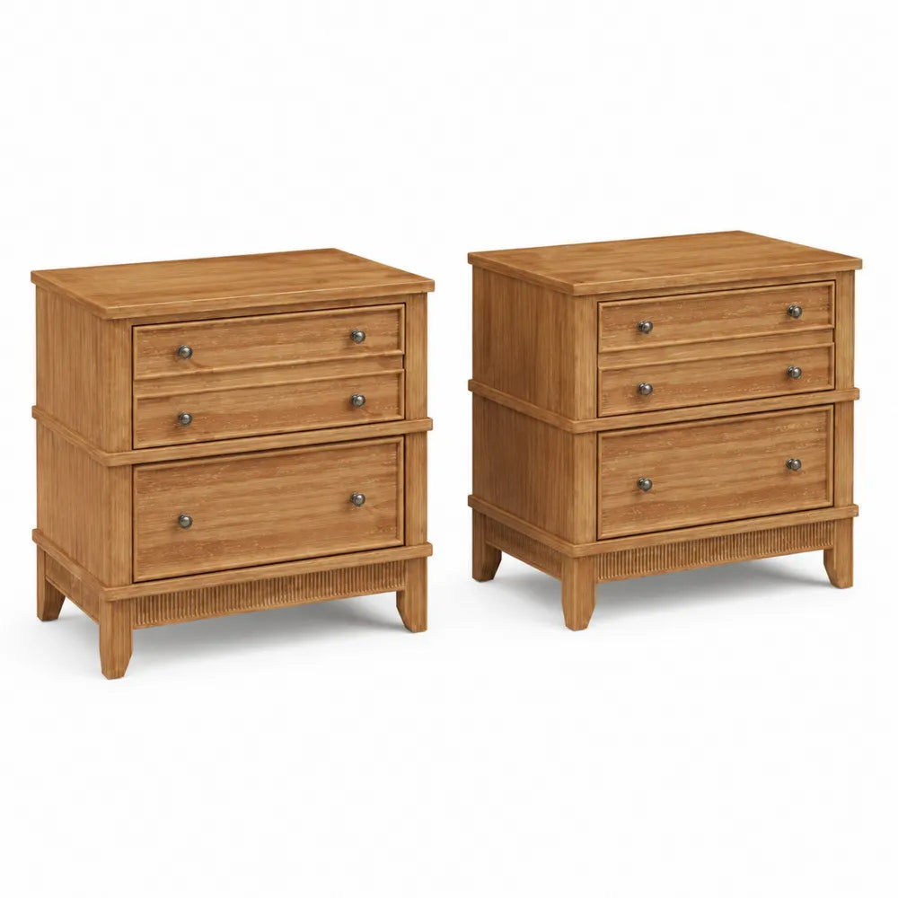 2-teiliges Nachttisch-Set aus Holz mit 3 Schubladen 6