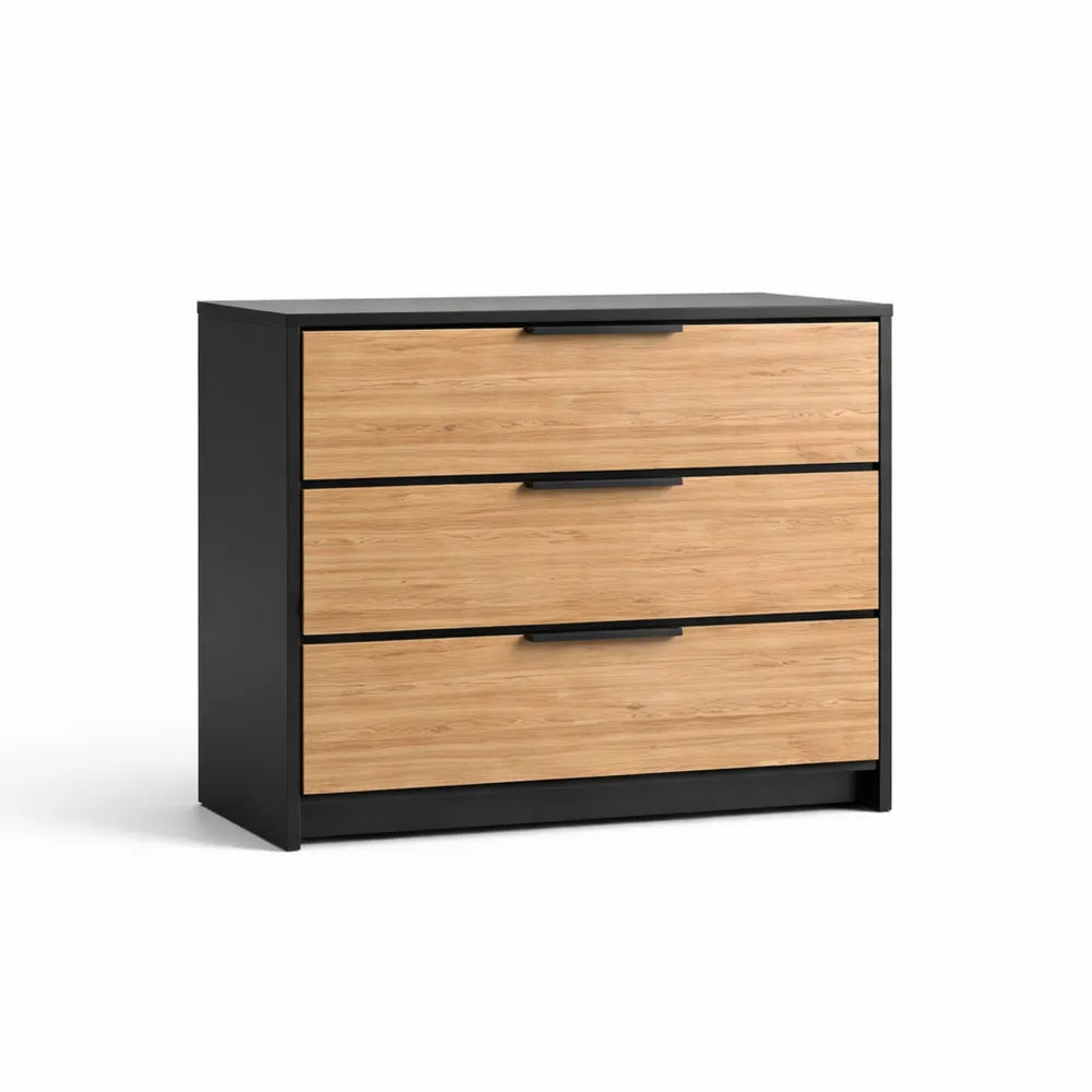Kommode mit 3 Schubladen aus MDF und Holzfurnier in Sch
