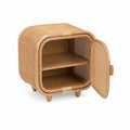 Holz Nachttisch mit Rattan