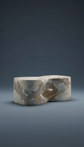 Architektonischer Couchtisch mit Marmorplatte