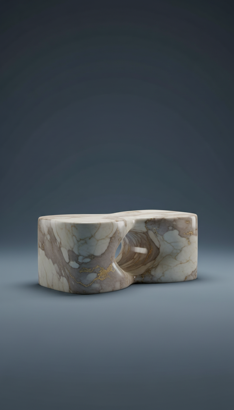 Architektonischer Couchtisch mit Marmorplatte